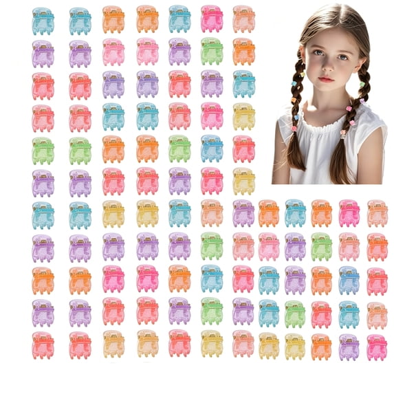 Cute Tiny Hair Clips,Colorful Hair Clips,Mini Glitter Hair Clips,Plastic Claw Clip,Crystal Hair Accessory,Sparkle Clamp for Baby Kids Girls Toddler Women Thin Fine Hair (100PCS)