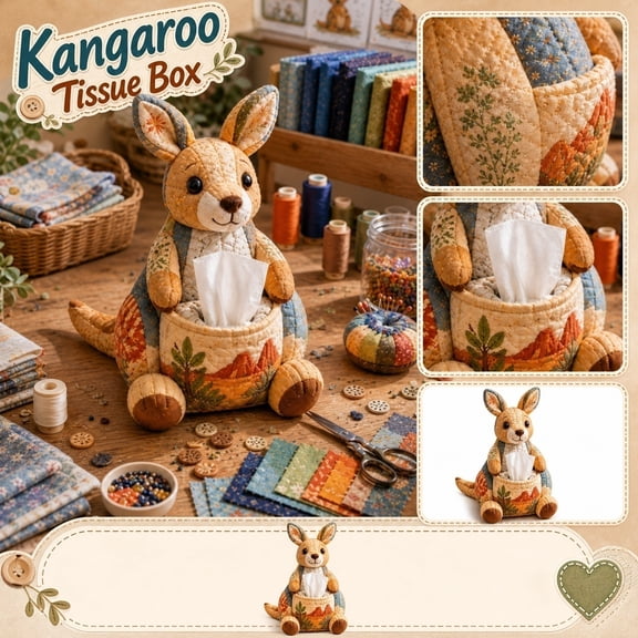 Cute Tissue Box Cover Kangaroo Stuffed Animal 8X6X3 in Decorative Tissue Box Covers Cute Room Decor Student Nursery Decor Decorative Storage Box 1 Pack