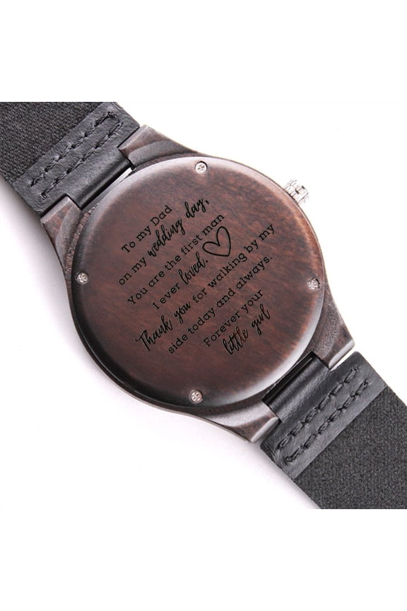 Cute To My Dad on My Wedding Day, Father of the Bride Gift from Daughter, Engraved Wooden Watch