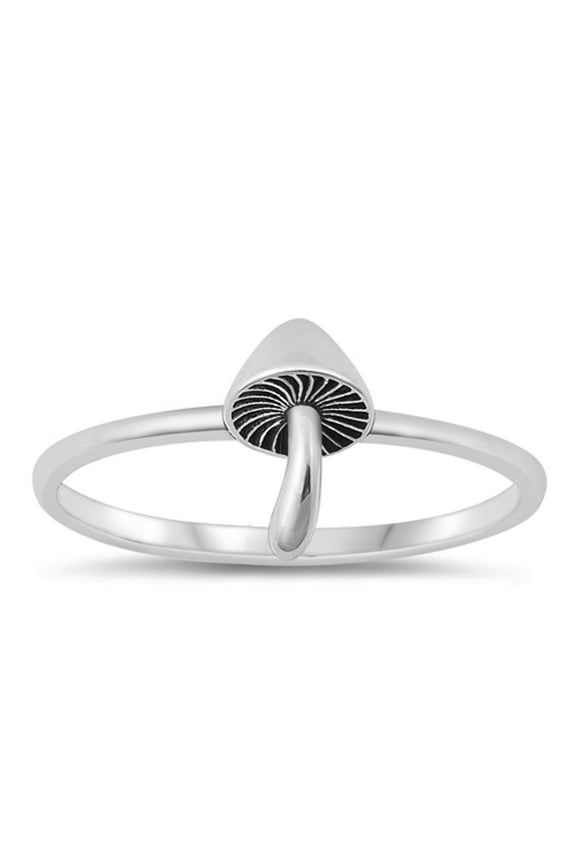 Cute Toadstool Mushroom Ring .925 Sterling Silver Oxidized Band Jewelry Female Male Unisex Size 8