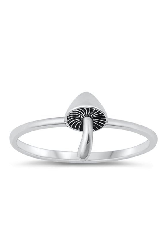 Cute Toadstool Mushroom Ring .925 Sterling Silver Oxidized Band Jewelry Female Male Unisex Size 9