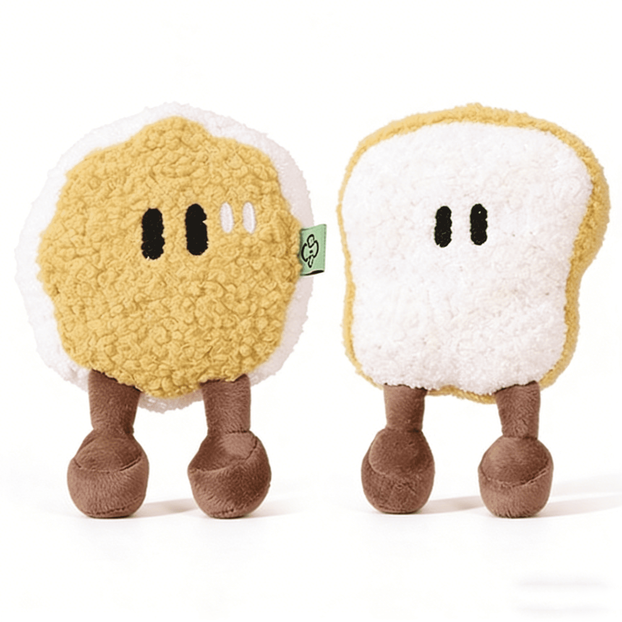 Cute Toast & Fried Egg Plush Dog Toys, Squeaky Interactive Pet Toys for Small Medium Large Dogs, Soft Stuffed Chew Toys for Teething, Durable Washable Puppy Gifts