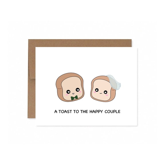 Cute Toast Wedding Card - "A Toast to the Happy Couple" - Perfect Greeting Card for Newlyweds, Engagement, or Wedding Celebrations - Envelope Included