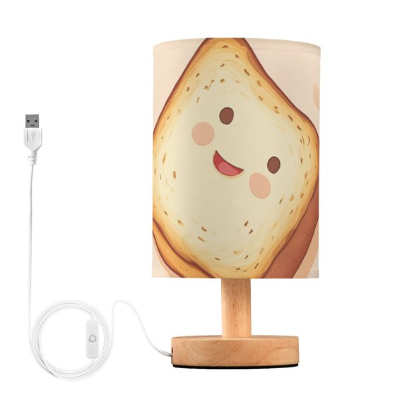 Cute Toasts Cartoon Table Lamp with USB Port LED Warm Light Lamp Night Light Home Decor