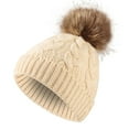 thumbnail image 1 of Cute Toddler Baby Pom Pom Hat Kids Winter Warm Knitted Solid Color Skiing Beanie Hat for Girls Boys 1-6 Years Old, 1 of 7