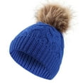 thumbnail image 1 of Cute Toddler Baby Pom Pom Hat Kids Winter Warm Knitted Solid Color Skiing Beanie Hat for Girls Boys 1-6 Years Old, 1 of 7