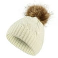 thumbnail image 1 of Cute Toddler Baby Pom Pom Hat Kids Winter Warm Knitted Solid Color Skiing Beanie Hat for Girls Boys 1-6 Years Old, 1 of 7