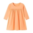 thumbnail image 1 of Cute Toddler Girls Solid Dress Long Sleeve School Casual Fall Dress, 1 of 4