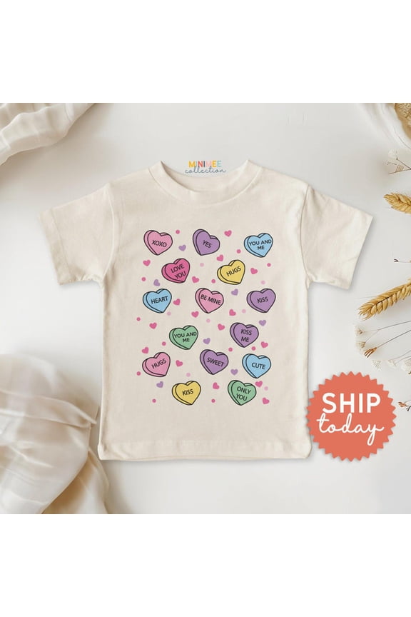 Cute Toddler Toddler Shirt, Candy Hearts Design Shirt, Love You Xoxo Hugs Be Mine Kiss You Tee, Colorful Hearts Toddler Tee, TODDLER SHORT SLEEVE TEE BELLA CANVAS 3001T
