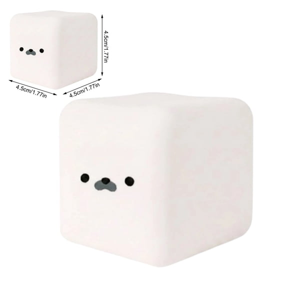 Cute Tofu Seal Squishy Toy, Soft Squeeze Anxiety Relief, 1.77in Moldable TPR Fidget Toy for All Occasions White