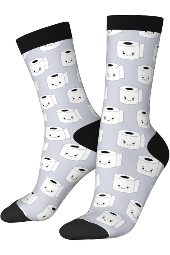 Cute Toilet Paper Novelty Crew Socks Crazy Socks Casual Dress Socks For Men/Women