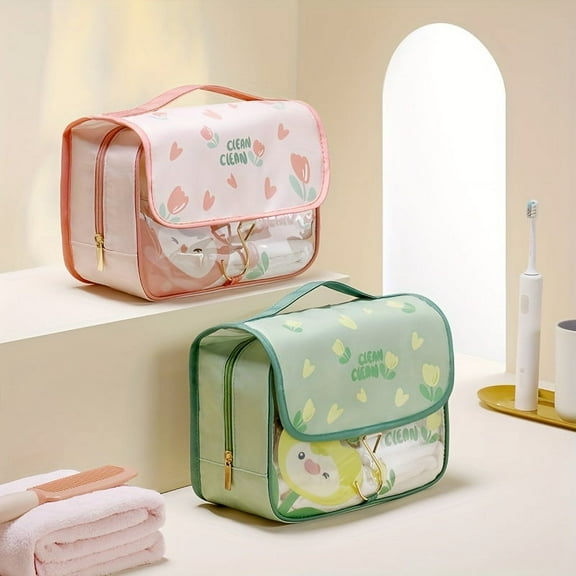 Cute Toiletry Bag Travel Bag With Hanging Hook, Water-resistant Makeup Cosmetic Bag Travel Organizer For Accessories Shampoo Container Toiletries