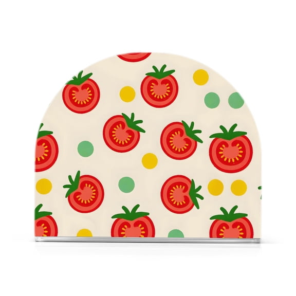 Cute Tomatoes Pattern Napkin Holder Acrylic Napkin Dispenser Clear Modern Tabletop for Kitchen Counter 2 Pack
