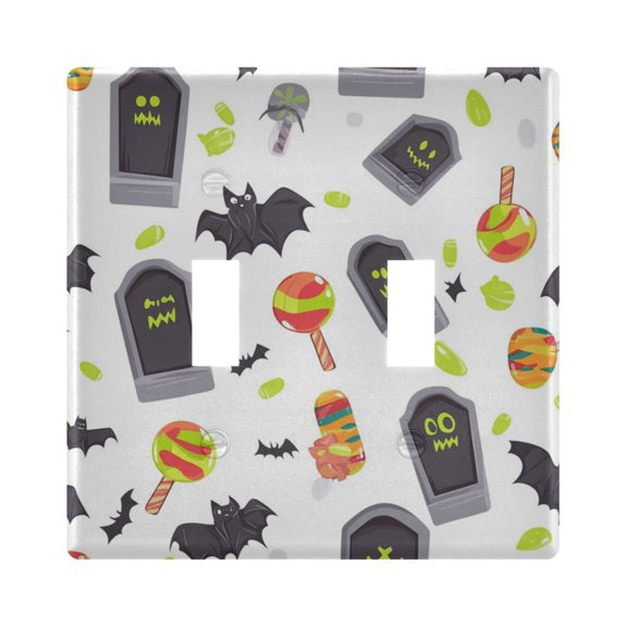 Cute Tombstones Bats Pattern Decorative Light Switch Plates Switch Cover Decorative Wall Plates Ideal for Living Room Kitchen Bedroom and Study