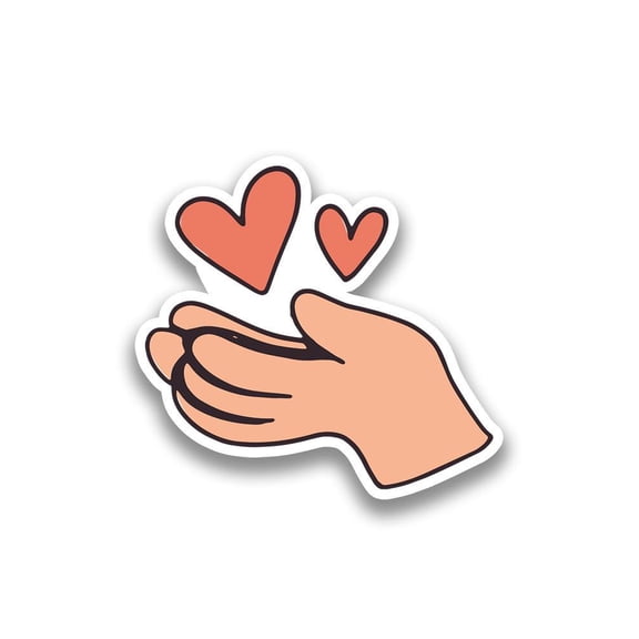 Cute Toon Hands W Hearts Sticker -Smartprints Designs, Vinyl Sticker