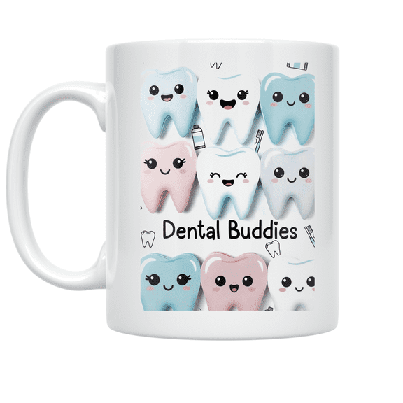 Cute Tooth Characters Design - Dental Assistant - 11 oz Ceramic Coffee Mug
