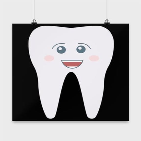 Cute Tooth Dentist Poster for Kids - 13x13in Wall Art Gift