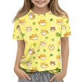 thumbnail image 1 of Cute Tops for Kids Girls Size 9-10 Short Sleeve Funny Animal Graphic Girls Clothes Tee Tops Summer Trendy Kids Shirts Crew Neck Shirts Yellow, 1 of 5