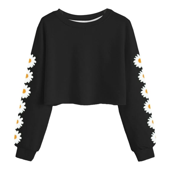 Cute Tops Teen Girls Clothing Kids Crop Tops Girls Long Sleeve Tee Shirts Cute Daisy Pinted Fashion Sweatshirt Pullover Top Black 12-13 Years