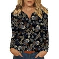 Cute Tops for Women Fall Floral Print Blouse Long Sleeve VNeck Tunic