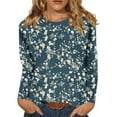Cute Tops for Women Fall Floral Print Shirts Long Sleeve Round Neck