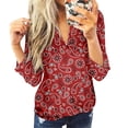Cute Tops for Women Fall Floral Print Shirts Long Sleeve VNeck Tunic
