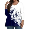 Cute Tops for Women Fall Plus Size Shirts 3/4 Length Sleeve V Neck