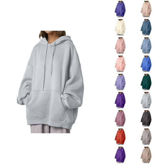 Cute Tops for Women Women's Solid Sweatshirt Women's Hoodies & Sweatshirts Comfortable Thickened Pullover Hoodie With Pockets For Everyday Wear Korean Style Warm Seat Top For Ladies