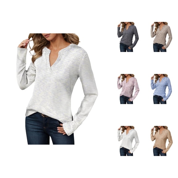 Cute Tops for Women Women's Solid Sweatshirt Women's Long Sleeve Hoodless Sweatshirt Casual Crewneck Pullover Soft Comfortable Blouse Top For Everyday Wear