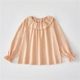 thumbnail image 1 of Cute Tops for Girls Long Sleeve Doll-Collar Shirts 9M-5Y Toddlers Trendy Solid Color Loose Pullover Comfort Peplum Blouses Top, 1 of 3