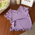 thumbnail image 1 of Cute Tops for Girls Size 2-9 2025 Ruffle Short Sleeve T-Shirts Toddlers Kids Solid Stretchy Pullover Crewneck Going-Out Tee Top, 1 of 3