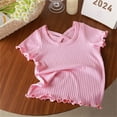 thumbnail image 1 of Cute Tops for Girls Size 2-9 2025 Ruffle Short Sleeve T-Shirts Toddlers Kids Solid Stretchy Pullover Crewneck Going-Out Tee Top, 1 of 3