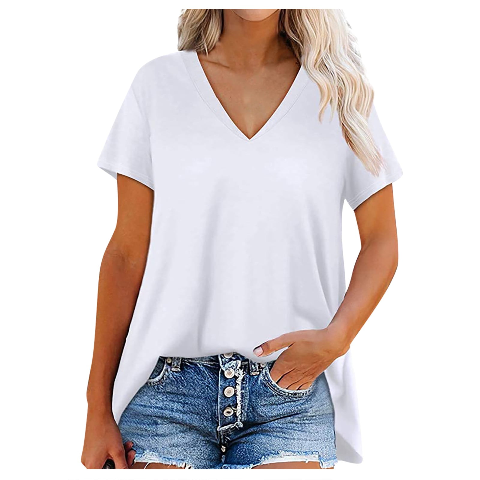 Youngnet,1 Cent Items,Cheap Flowy Shirts Women,5 Dollar,Women tee Tops,80 s  Outfits for Women,All dealssummer Tops with Short Sleeves,Basic Casual