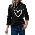 thumbnail image 1 of Cute Tops for Women Long Sleeve Mock Crew Neck Button Trim Tunic Tee Casual Loose Heart Graphic Print Pullover Shirts(Black,L), 1 of 5