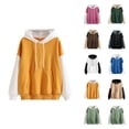 thumbnail image 1 of Cute Tops for Women Women's Solid Sweatshirt Womens Casual Strap Blouse Long Sleeve Splice Hooded Sweatshirt Tops, 1 of 3