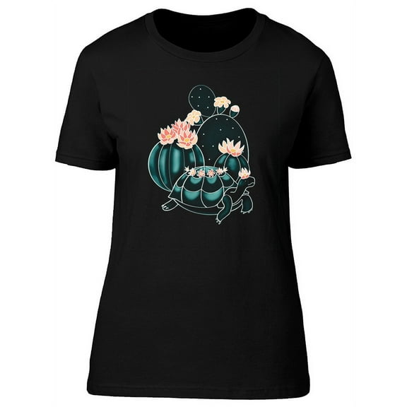 Cute Tortoise Among Cacti T-Shirt Women -Image by Shutterstock, Female XX-Large