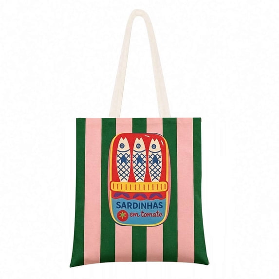 Cute Tote Bag for Women, Sardines Aesthetic Canvas Reusable Grocery Bags for Shopping, Large Capacity Travel Weekender Bag