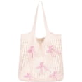 thumbnail image 1 of Cute Tote Bags,Beach Bag,Mesh Knitted Bow Tote Bag,Crochet Shoulder Handbags,Bohemian Bags,Summer Bags for Girls and Ladies Summer Beach Vacation,Pink,Topboutique, 1 of 8