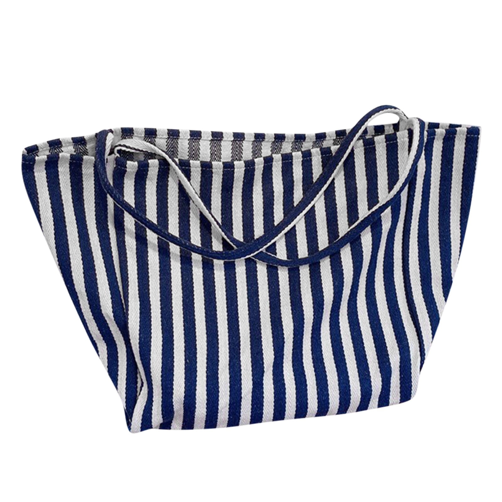 Solid Striped Canvas Tote Bag with Zipper Top – Island Beach Bags