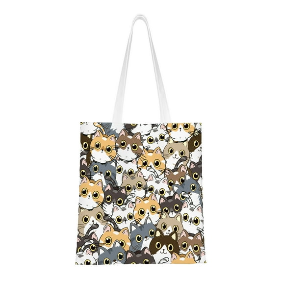 Cute Tote Shopping Bags for Women Cute Kitty Cat Family Reusable Aesthetic Tote Bag Library Tote Bag Gifts for Women Friends