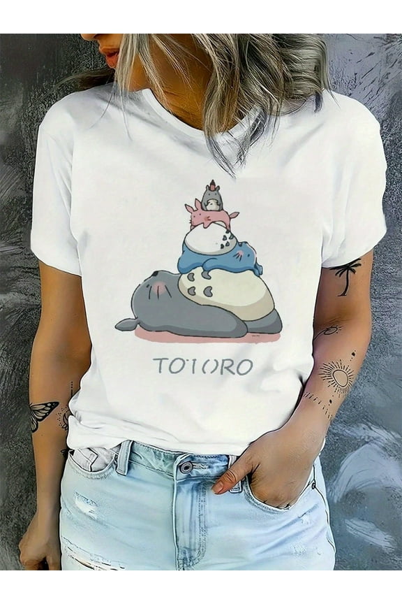 Cute Totoro Pile Graphic T Shirt