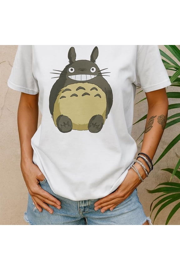 Cute Totoro Unisex Heavy Cotton Tee, Anime T-Shirt, Gift for Miyazaki Fans, Graphic Tee, Casual Wear, Birthday Present, Cozy Apparel