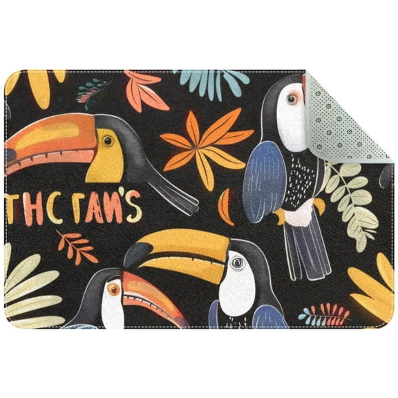Cute Toucan Birds and Leaves Pattern Entryway Rug, 2x3 Area Rug Indoor Door Mat Non-slip Washable Floor Carpet Rug for Bedroom Office Dining Room Bathroom