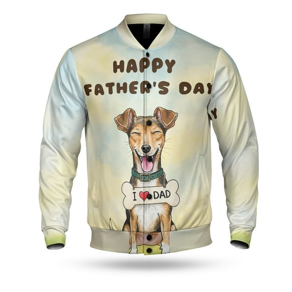 Cute Toy Fox Terrier Loves Dad Happy Father's Day All Over Print 3D Baseball Jacket Dog Lover Bomber Jacket Softball - 12008