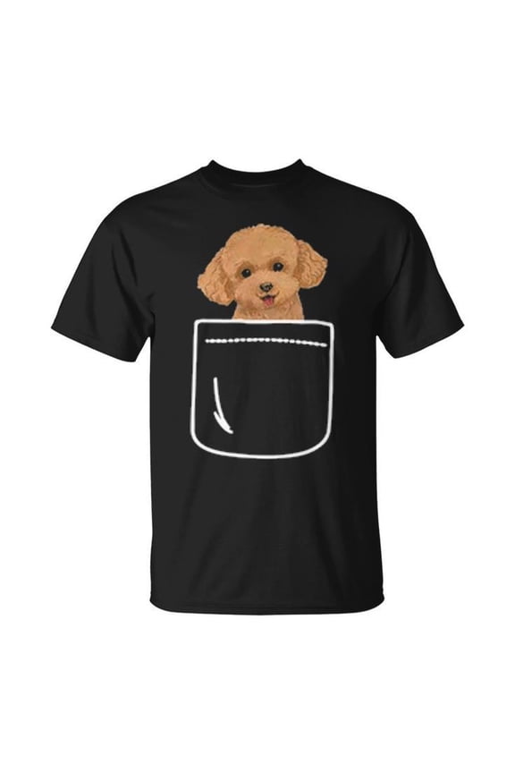 Cute Toy Poodle Dog Tee Unisex Adult Cotton T-Shirt with Puppy Graphic Casual Shirt for Poodle Lovers and Dog Enthusiasts, Size 5XL, Color Black