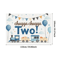 thumbnail image 1 of Cute Train Themed Backdrop Banner for 2nd Birthday Party Decorations with Balloons Clouds and Flags Photography Props Party Supplies Background Decor, 1 of 6