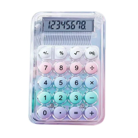 Cute Transparent Calculator Students 8 Digit Standard Function Desktop Electronic Calculator SIZE.1 X 0.3 X 3.3inch / 5.4 X 0.8 X 8.6cm LxWxH Mini Standard Function for Office, Home, School Supplies