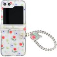 thumbnail image 1 of Cute Transparent Case for Samsung Galaxy Z Flip 6(2024 Release),Beautiful Print Design with Pearl Wrist Chain Shockproof Galaxy Z Flip 6 Phone Cover (Flower), 1 of 9