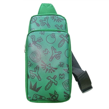 Cute Travel Bag For Nintendo Switch/Lite/OLED/Steam Deck, Small Sling Portable Waterproof Backpack Carrying Crossbody Shoulder Chest Gaming Bag Case For NS SD Console Dock Joy-Cons, Zelda Green