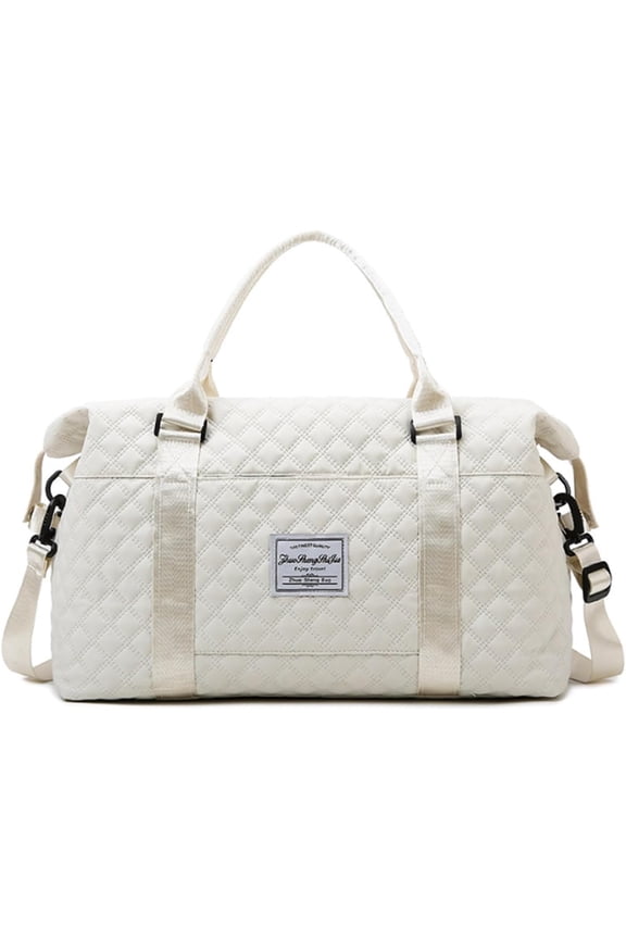 Cute Travel Bag Weekend White Duffel Cute Overnight Gym Tote Carry On Bag for Women ( White)